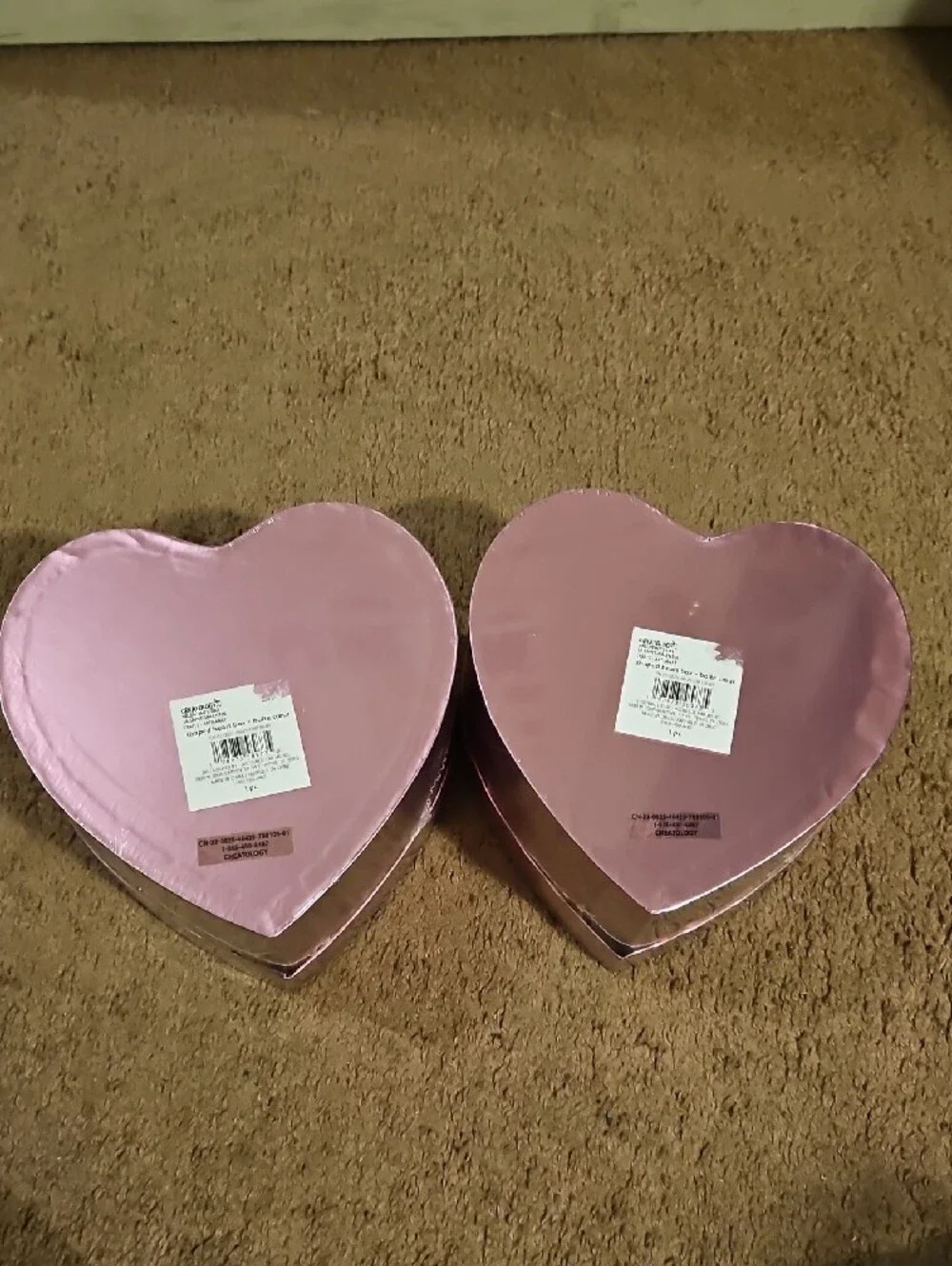Set of 2 Pink Heart-Shaped Trinket Boxes